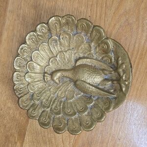 Vintage Brass Peacock Trinket Dish